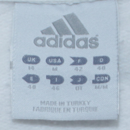Adidas Women White & Blue Full Zip Hoodie Size 14