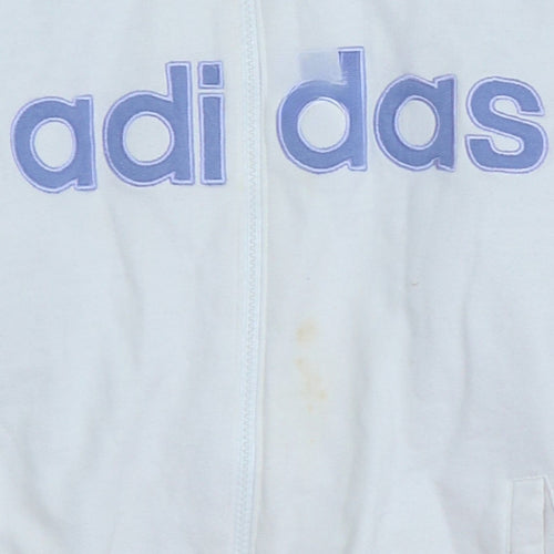 Adidas Women White & Blue Full Zip Hoodie Size 14