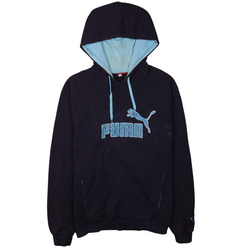 Puma Men's Black Pullover Hoodie L Logo Embroidered Sportswear