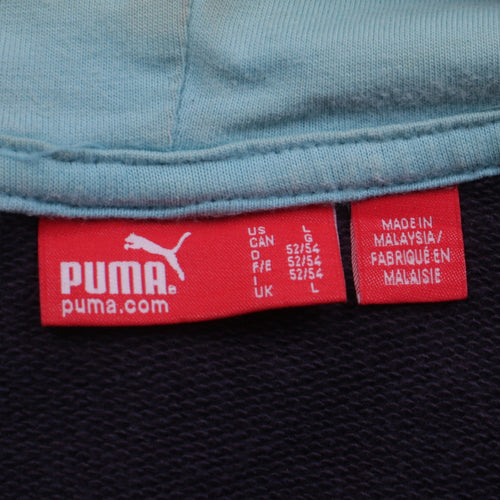 Puma Men's Black Pullover Hoodie L Logo Embroidered Sportswear