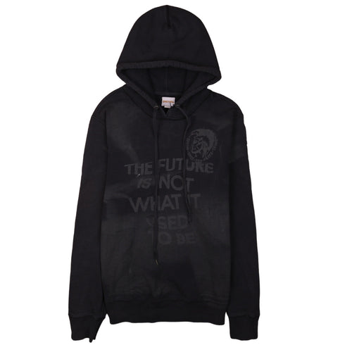 Diesel Men's Black Pullover Hoodie L Graphic Print Regular Fit