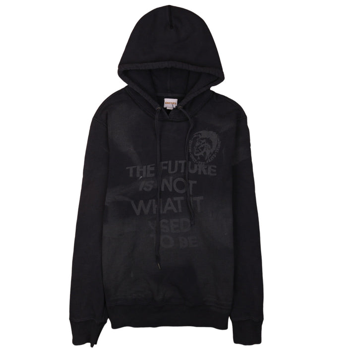 Diesel Men's Black Pullover Hoodie L Graphic Print Regular Fit