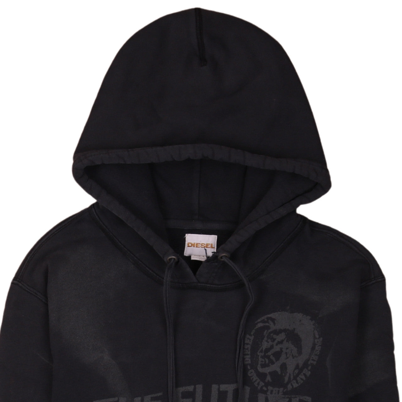 Diesel Men's Black Pullover Hoodie L Graphic Print Regular Fit
