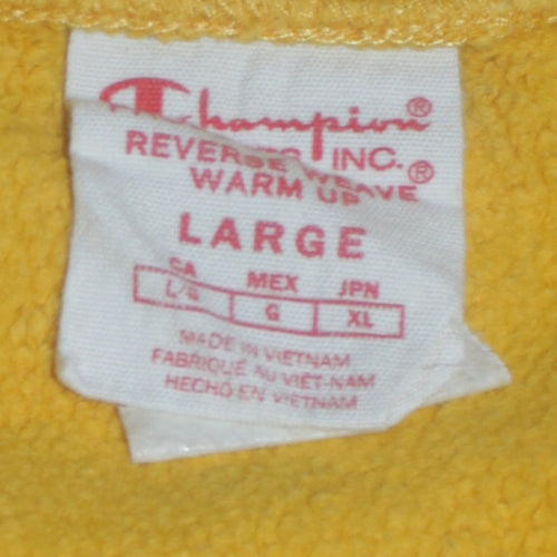 Champion Men's Yellow Embroidered Logo Crew Neck Sweatshirt L