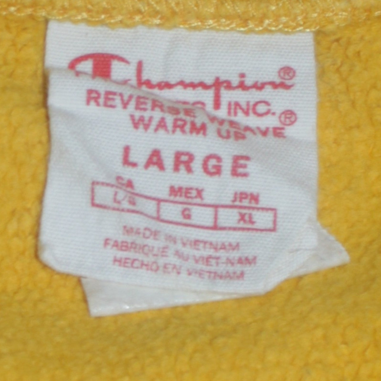 Champion Men's Yellow Embroidered Logo Crew Neck Sweatshirt L