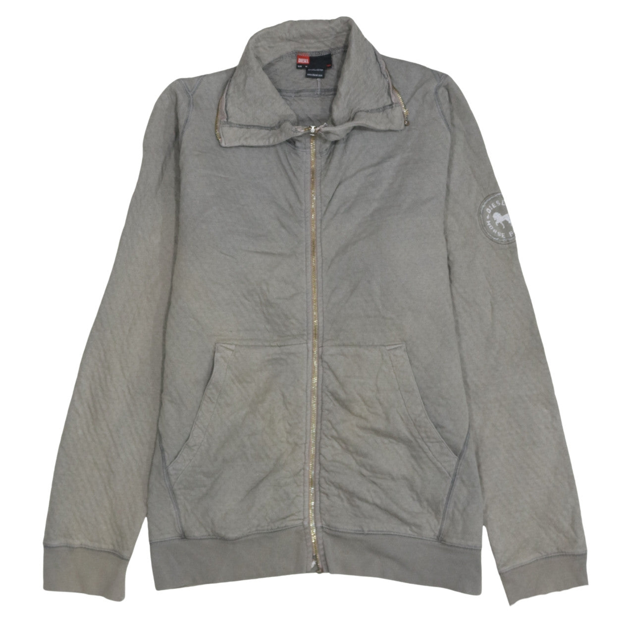 Diesel Men's Grey Full Zip Sweatshirt Medium Logo Casual