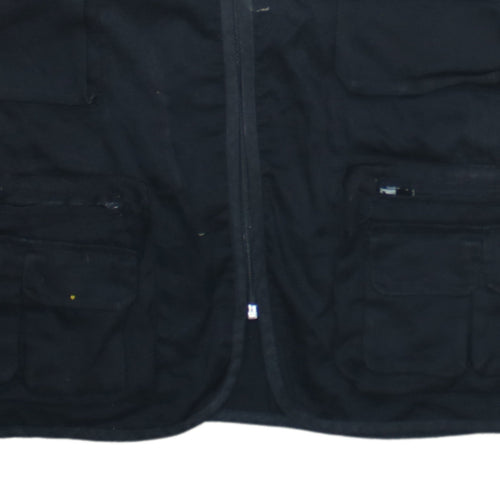 Zoteno Men's Black Cotton Utility Waistcoat XL Multi Pocket Zip