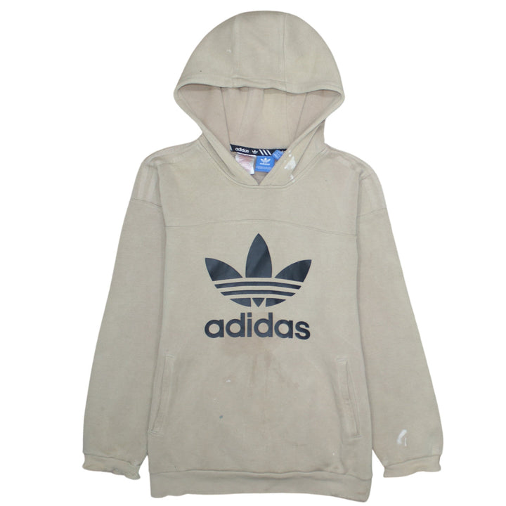 Adidas Boys Beige Hooded Pullover Hoodie XL 15-16 Years Logo Print
