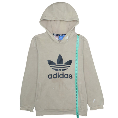 Adidas Boys Beige Hooded Pullover Hoodie XL 15-16 Years Logo Print