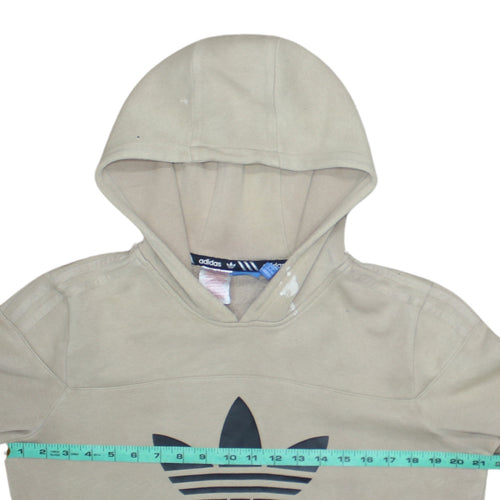 Adidas Boys Beige Hooded Pullover Hoodie XL 15-16 Years Logo Print