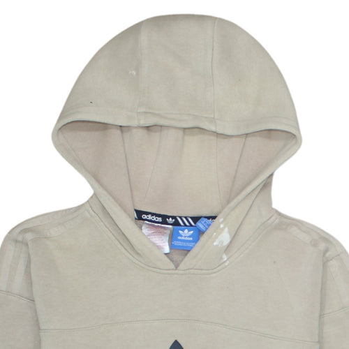 Adidas Boys Beige Hooded Pullover Hoodie XL 15-16 Years Logo Print