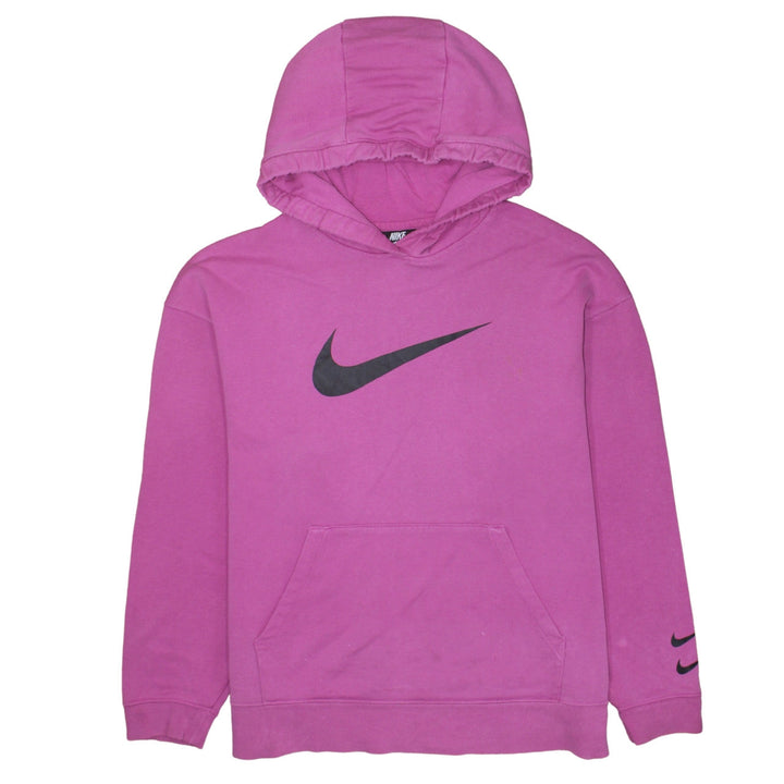 Nike Womens Pink Pullover Hoodie L Logo Cotton Blend Sweatshirt