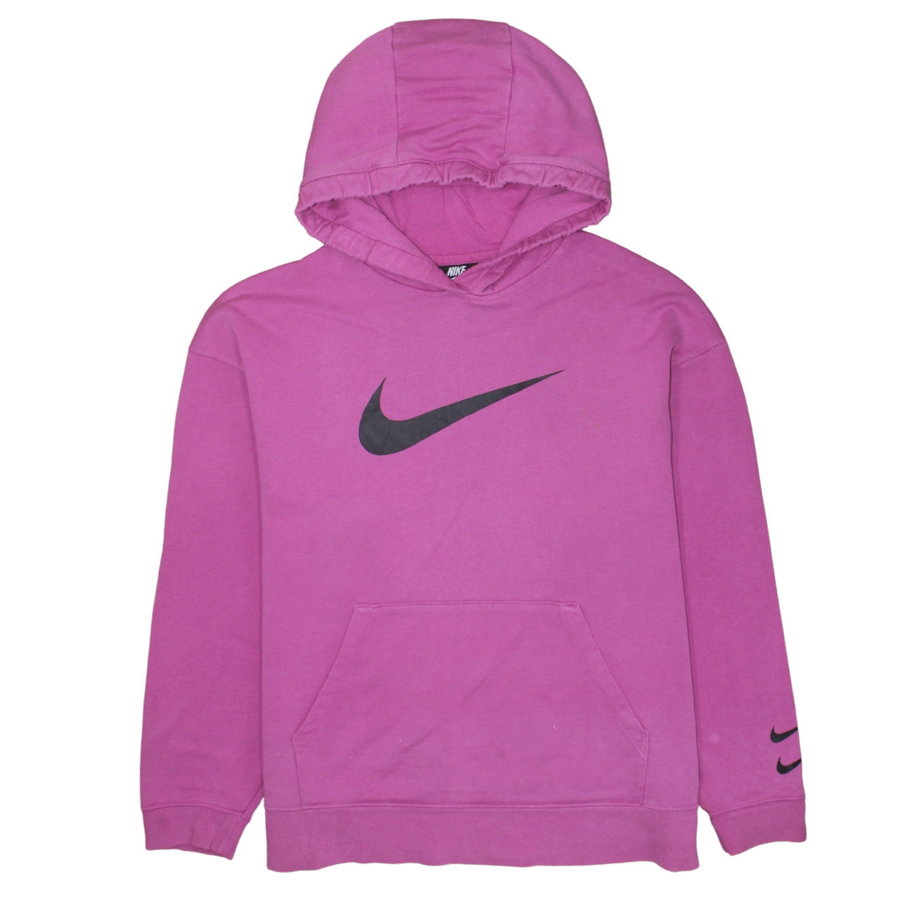 Nike Womens Pink Pullover Hoodie L Logo Cotton Blend Sweatshirt