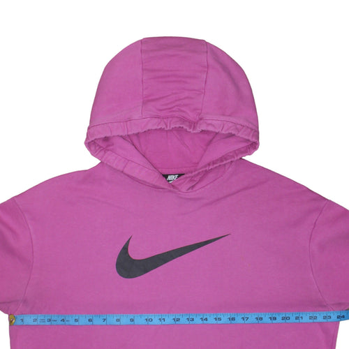 Nike Womens Pink Pullover Hoodie L Logo Cotton Blend Sweatshirt