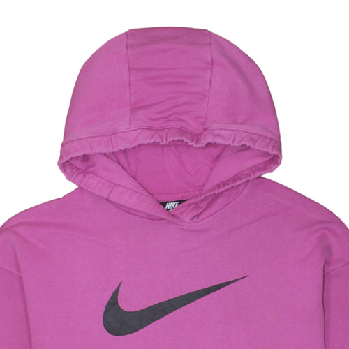 Nike Womens Pink Pullover Hoodie L Logo Cotton Blend Sweatshirt
