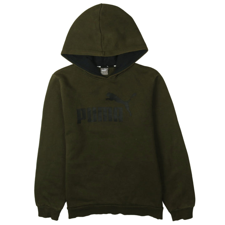 Puma Boys Khaki Green Pullover Hoodie 13-14 Years Logo Sweatshirt