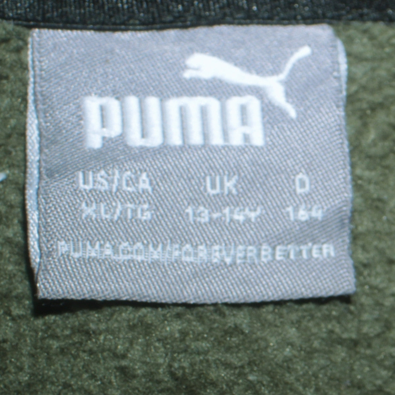 Puma Boys Khaki Green Pullover Hoodie 13-14 Years Logo Sweatshirt