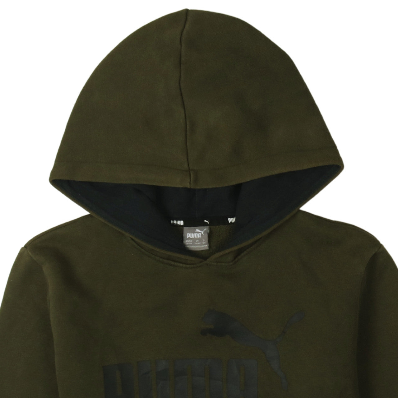 Puma Boys Khaki Green Pullover Hoodie 13-14 Years Logo Sweatshirt