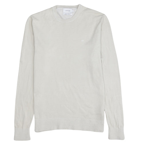 Calvin Klein Men's Ivory Cotton Silk Blend Crew Neck Jumper S