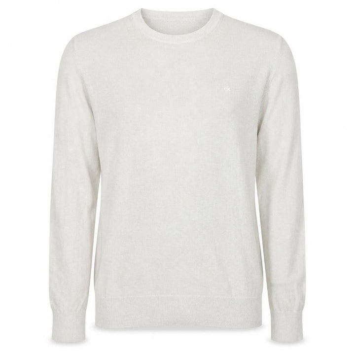 Calvin Klein Men's Ivory Cotton Silk Blend Crew Neck Jumper S