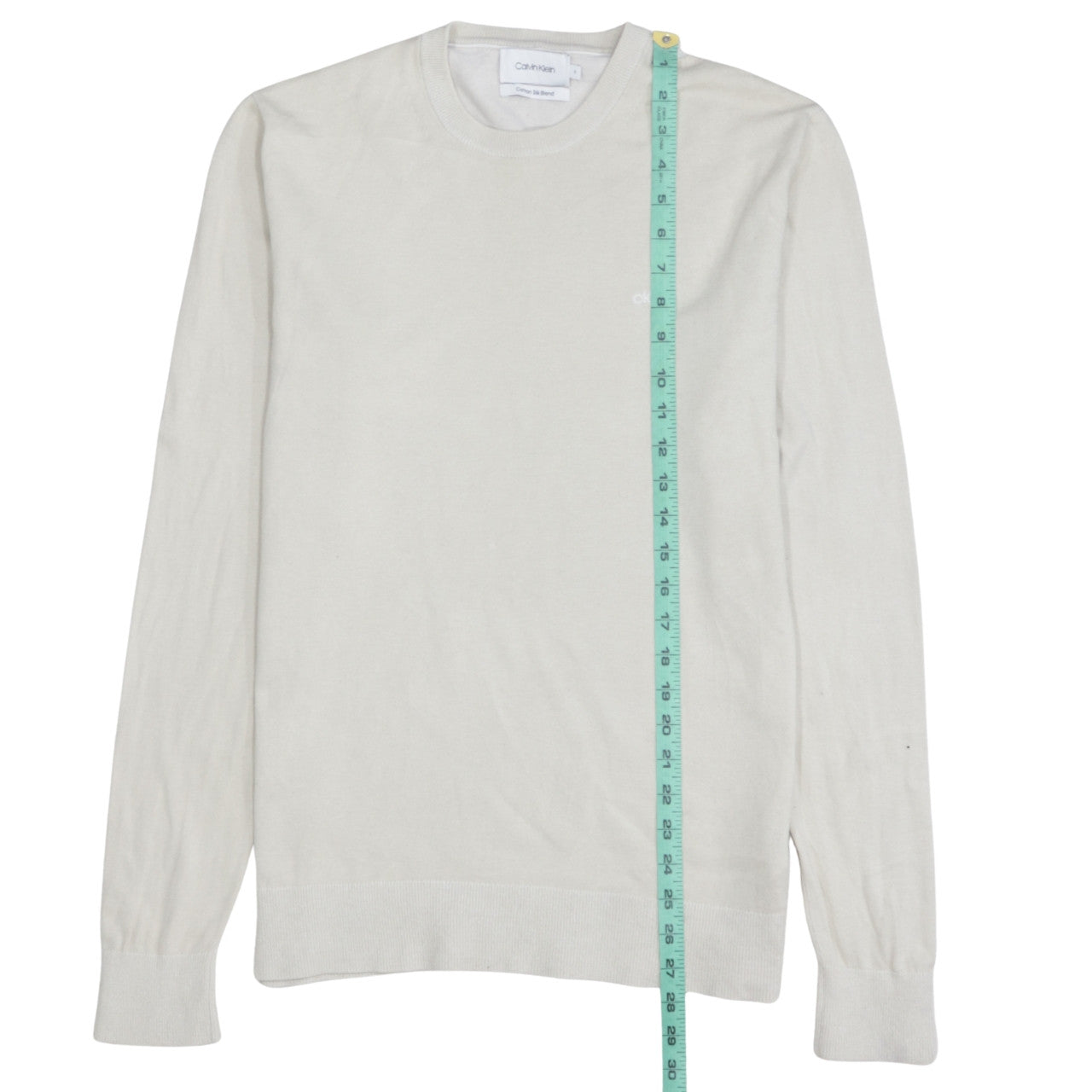 Calvin Klein Men's Ivory Cotton Silk Blend Crew Neck Jumper S