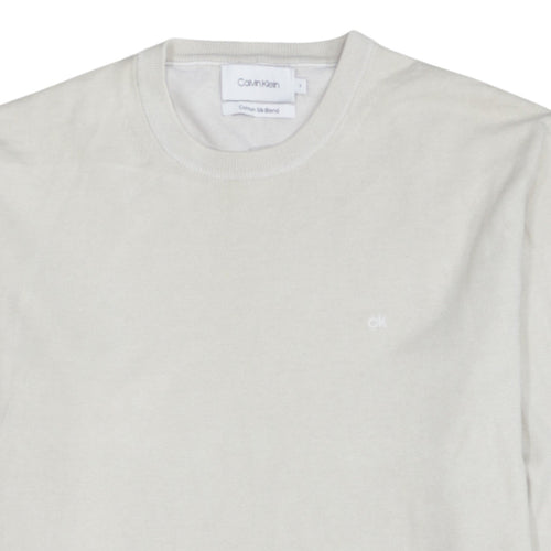 Calvin Klein Men's Ivory Cotton Silk Blend Crew Neck Jumper S
