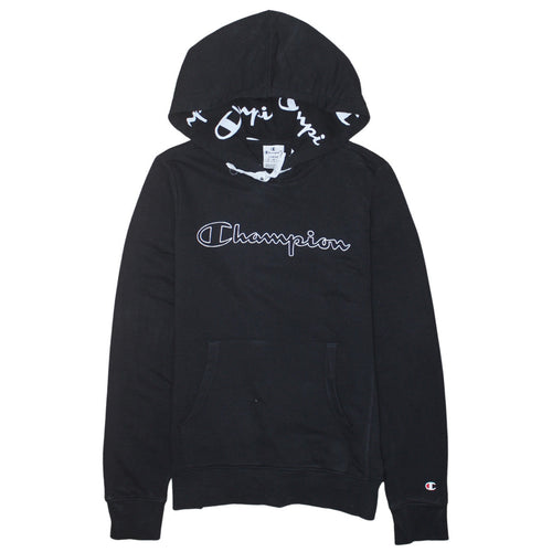Champion Women's Black Large Pullover Hoodie with Logo Print