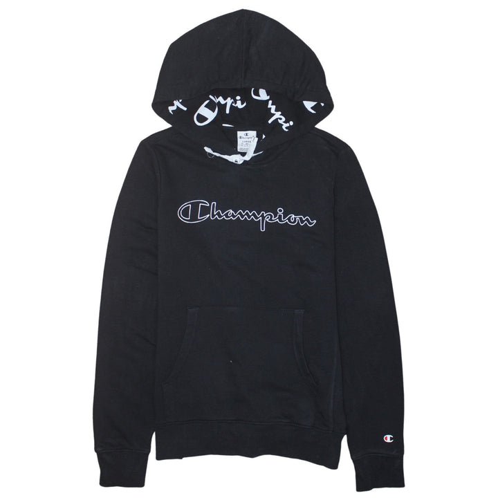 Champion Women's Black Large Pullover Hoodie with Logo Print
