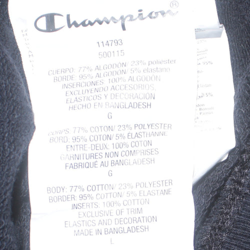 Champion Women's Black Large Pullover Hoodie with Logo Print