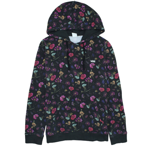 Vans Womens Black Floral Pullover Hoodie XL Cotton Casual