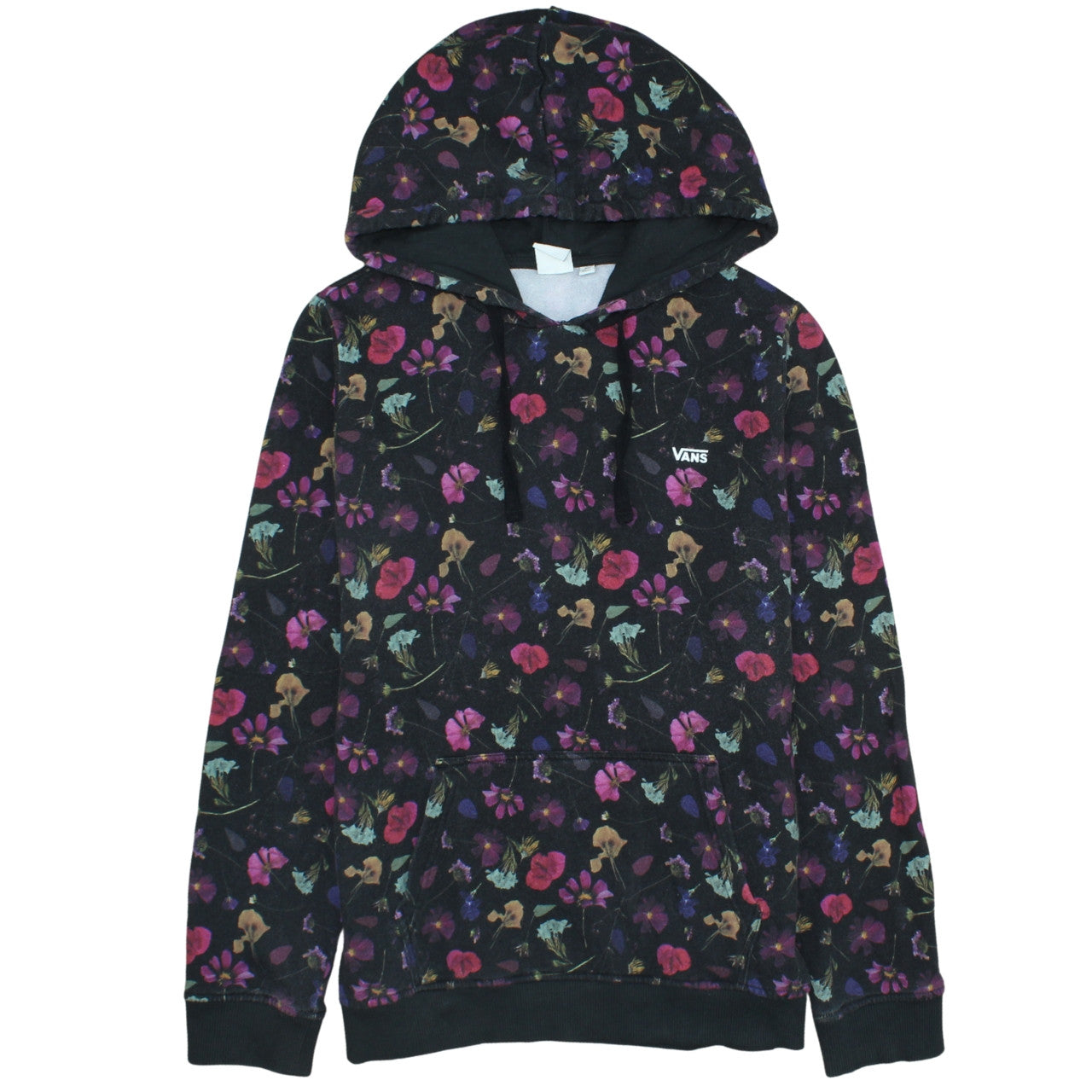 Vans Womens Black Floral Pullover Hoodie XL Cotton Casual