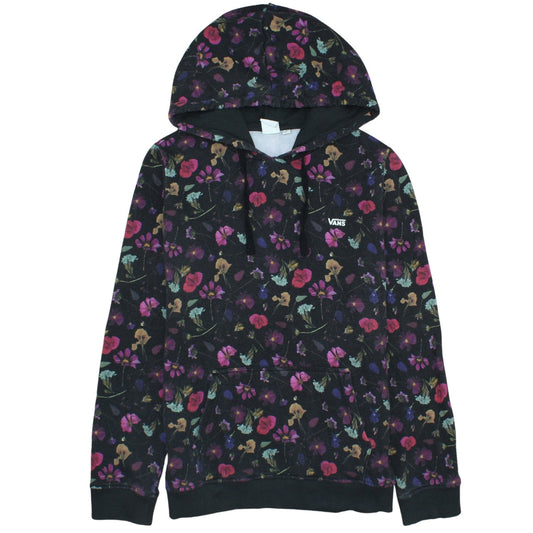 Vans Womens Black Floral Pullover Hoodie XL Cotton Casual