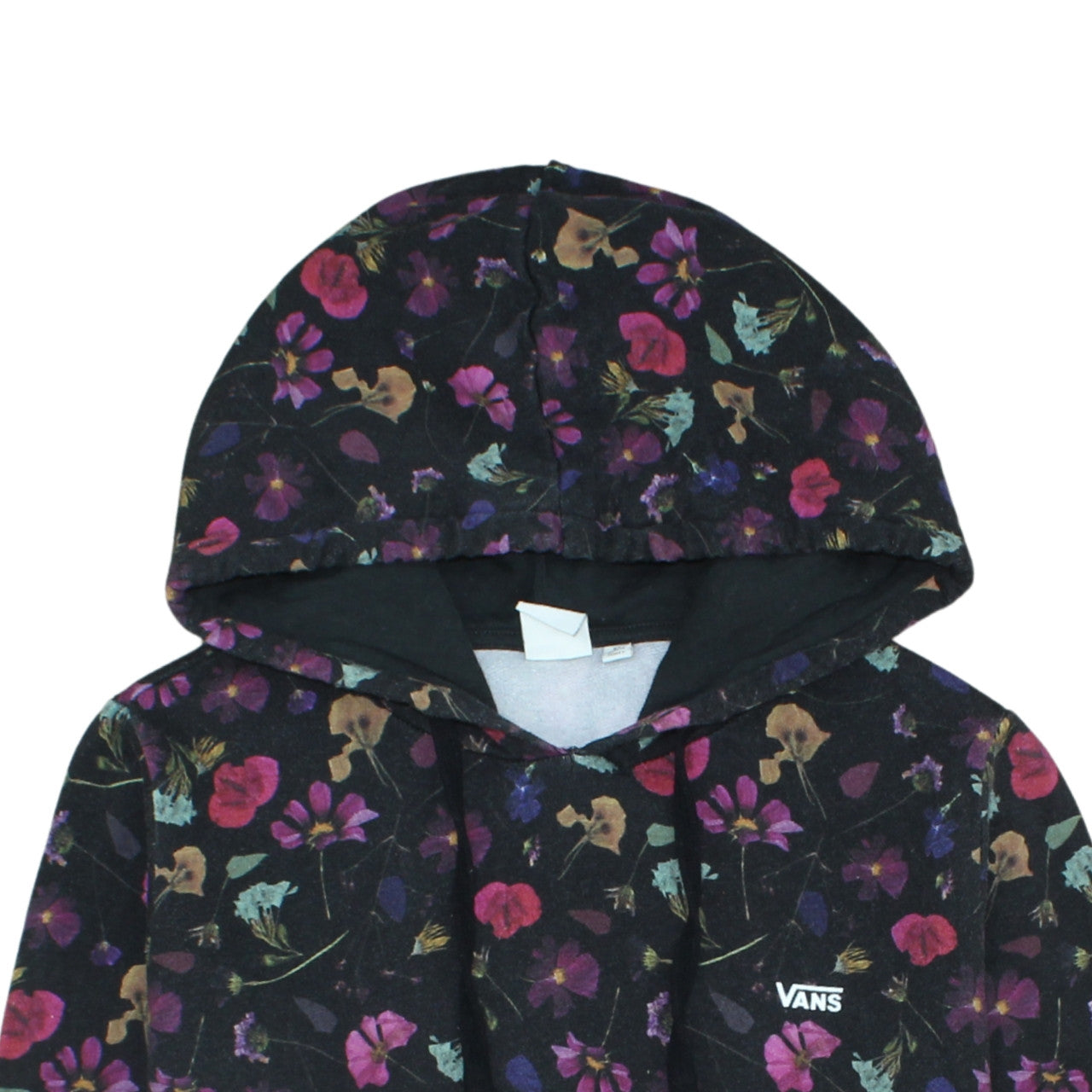 Vans Womens Black Floral Pullover Hoodie XL Cotton Casual