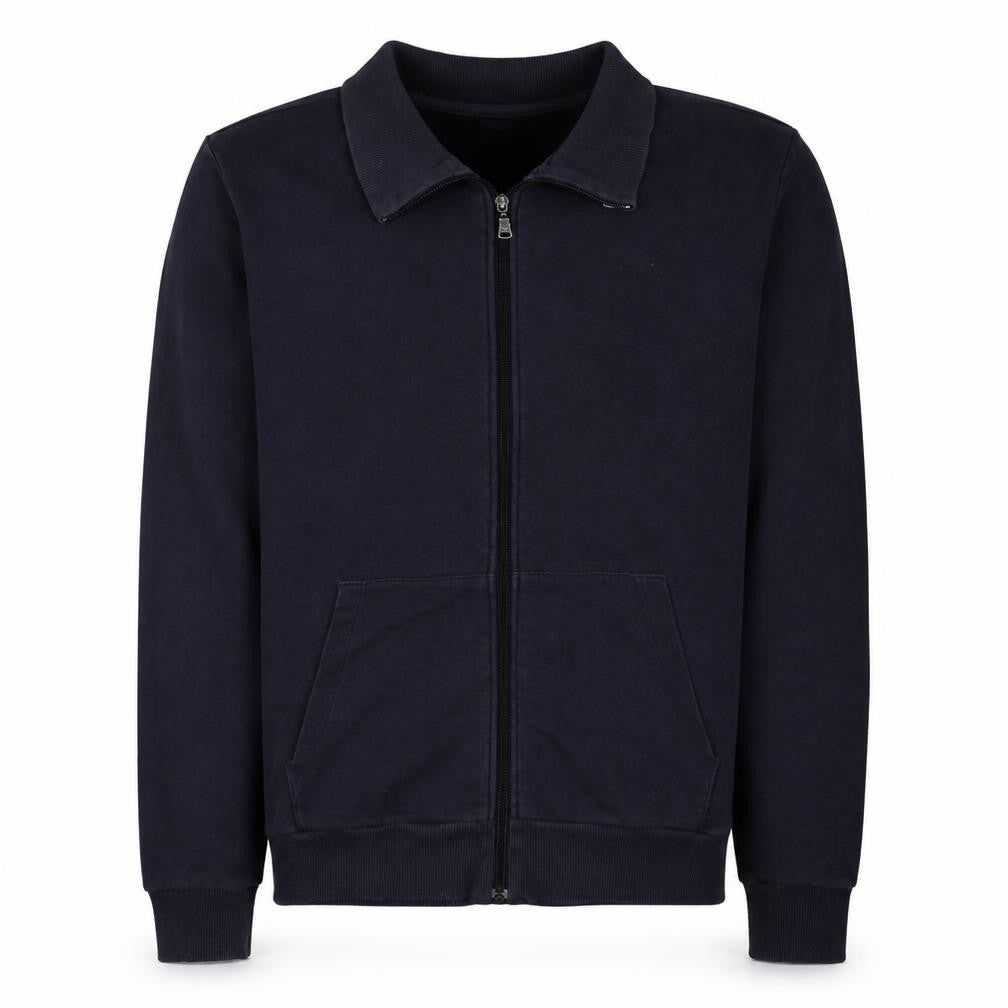 Front view of Puma men’s black full zip sweatshirt m collared long sleeve