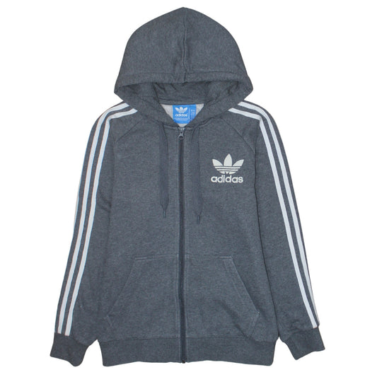 adidas Men's Grey Full Zip Hoodie S Classic 3-Stripes Logo