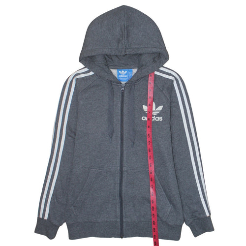 adidas Men's Grey Full Zip Hoodie S Classic 3-Stripes Logo