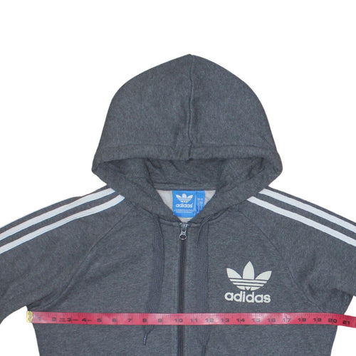 adidas Men's Grey Full Zip Hoodie S Classic 3-Stripes Logo