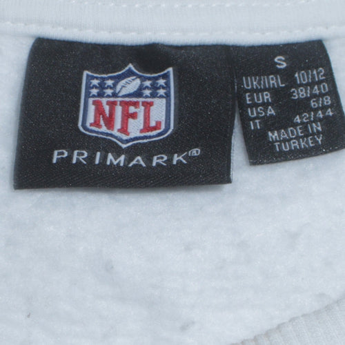 Primark NFL Women's White Sweatshirt S Pullover Crew Neck Graphic
