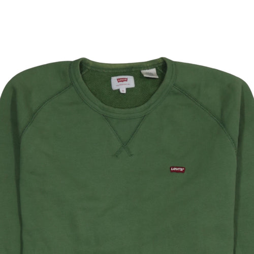 Levi's Women Green Crew Neck Cotton Pullover Sweatshirt Size S