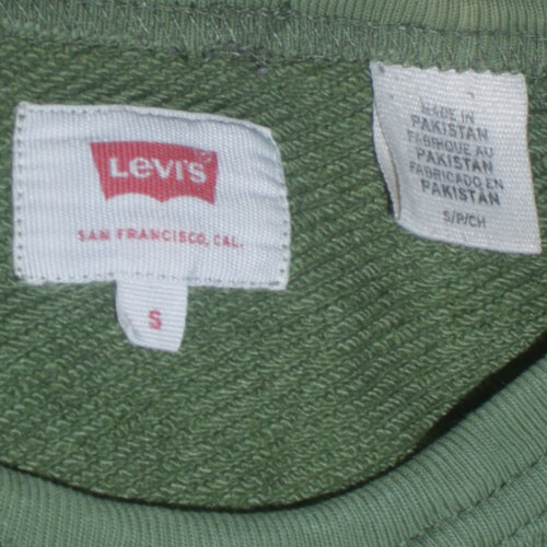 Levi's Women Green Crew Neck Cotton Pullover Sweatshirt Size S