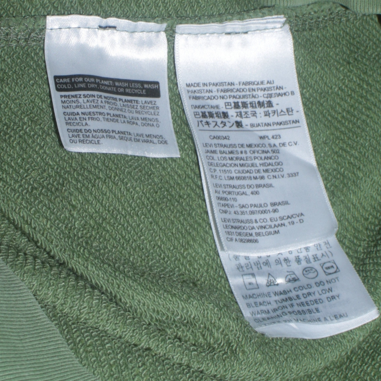 Levi's Women Green Crew Neck Cotton Pullover Sweatshirt Size S