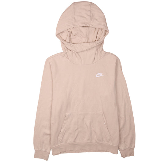 Nike Women’s Beige Pullover Hoodie Medium Cotton Logo Casual