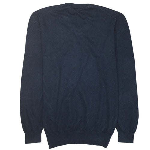 Hugo Boss Men's Blue V-Neck Cotton Jumper XL Classic Knit