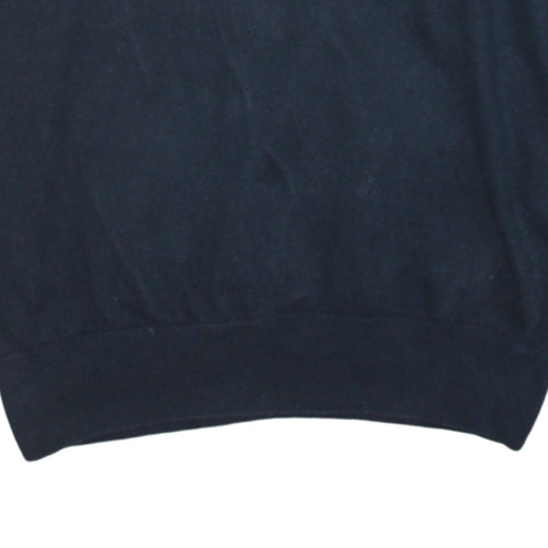 Hugo Boss Men's Blue V-Neck Cotton Jumper XL Classic Knit