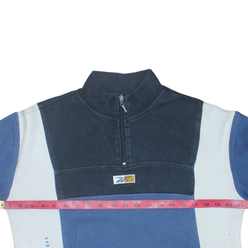 Reebok Mens Blue 1/4 Zip Fleece Sweatshirt M Regular Vintage Sports