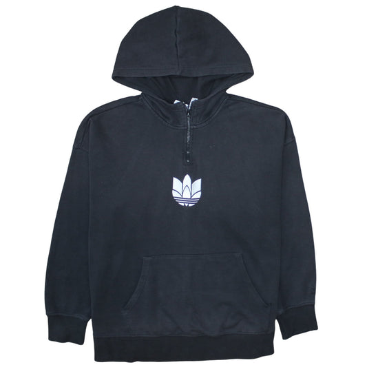 Adidas Women's Black 1/2 Zip Hooded Sweatshirt Size 16