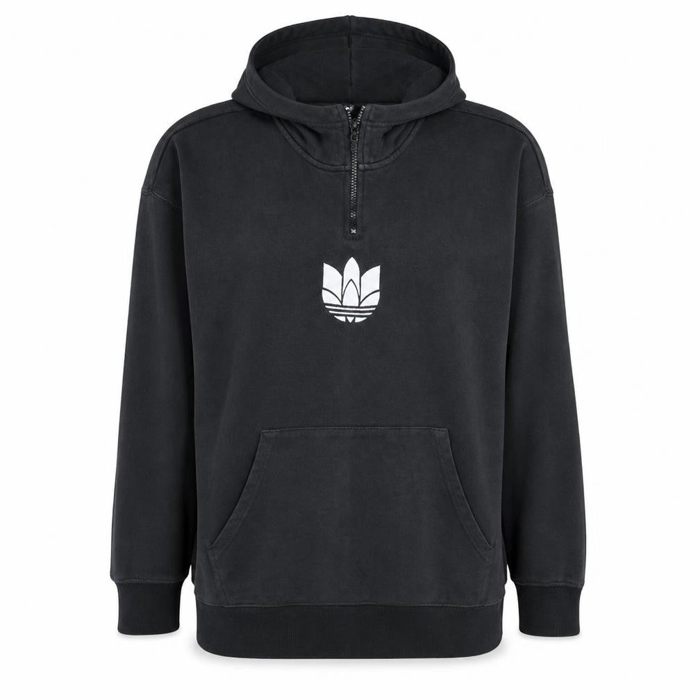 Front view of Adidas Women's Black 1/2 Zip Hooded Sweatshirt, size 16