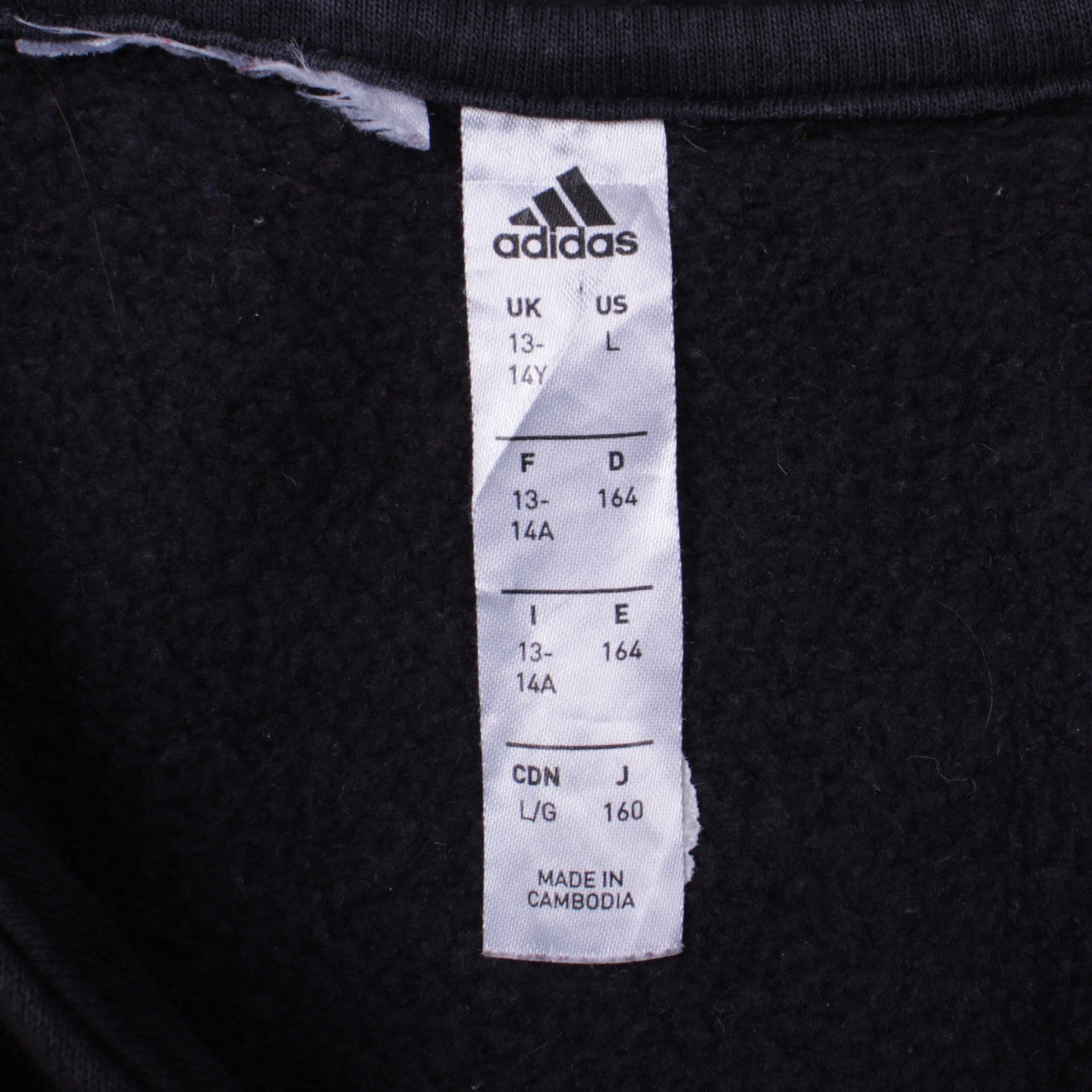 Adidas Boys Black Pullover Hoodie 13-14 Years Sports Logo Hooded Top