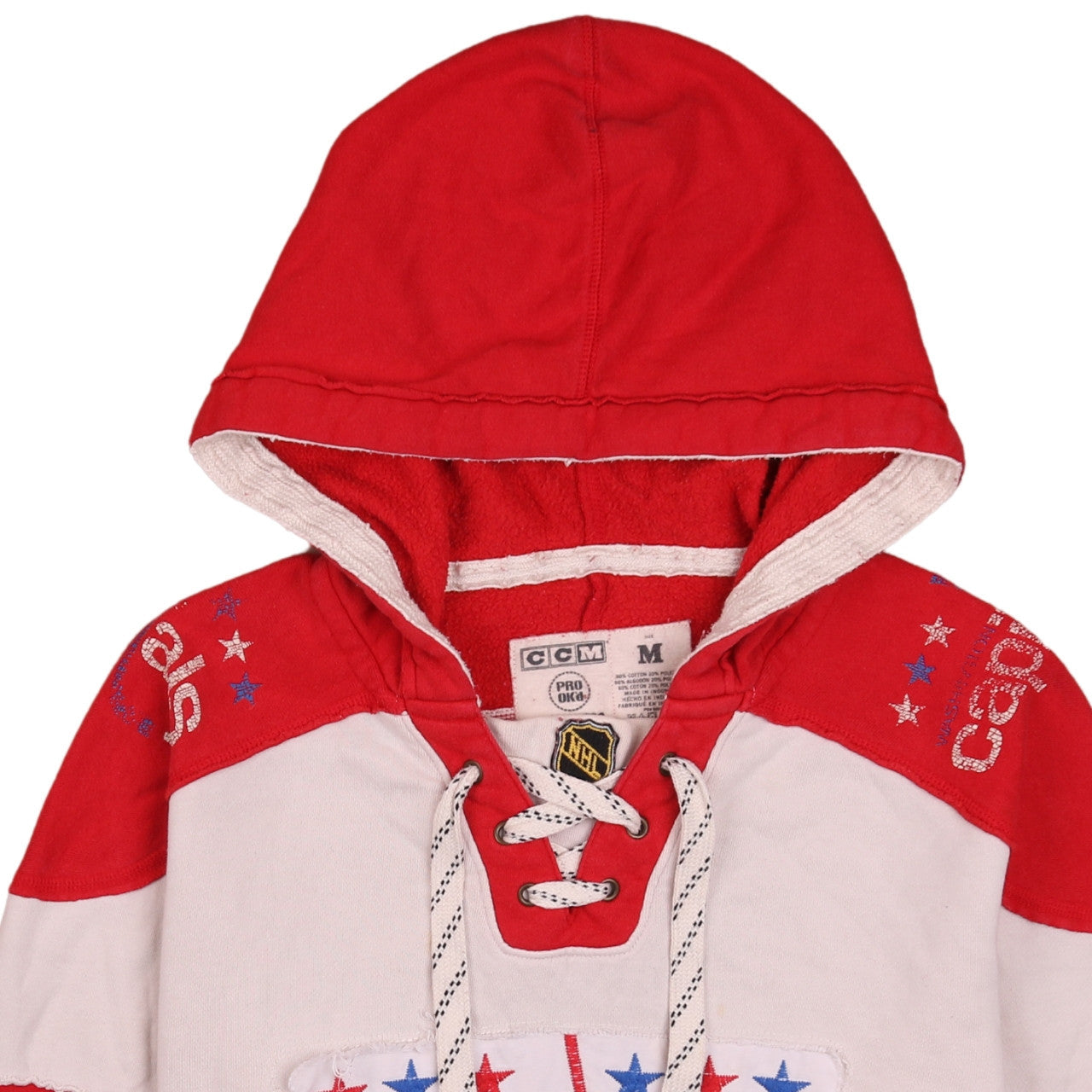 CCM Men's Red Washington Capitals Lace Up Hoodie Size M