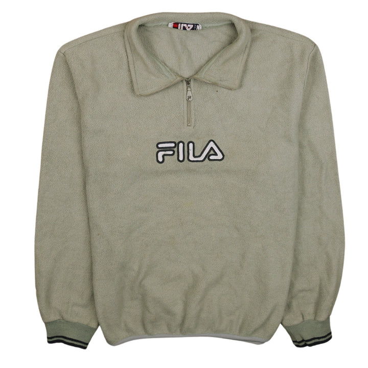 FILA Men’s Green 1/4 Zip Fleece Jacket Size M Retro Sportswear